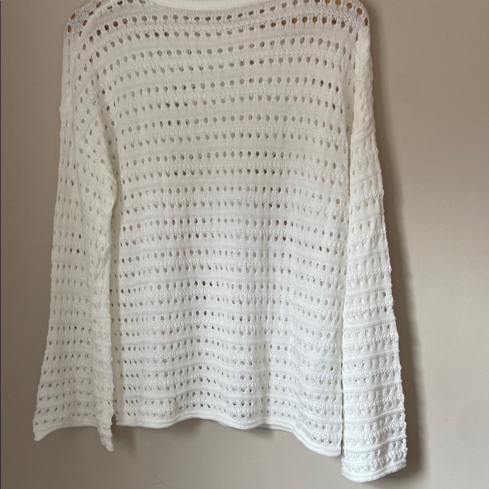 White Boxy Ribbed Sweatshirt - Picture 3 of 5